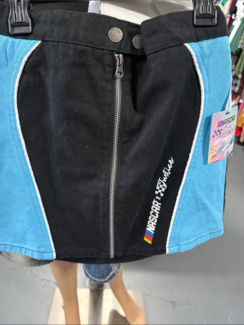 Nascar Black and Blue Zip Front Girls Skirt